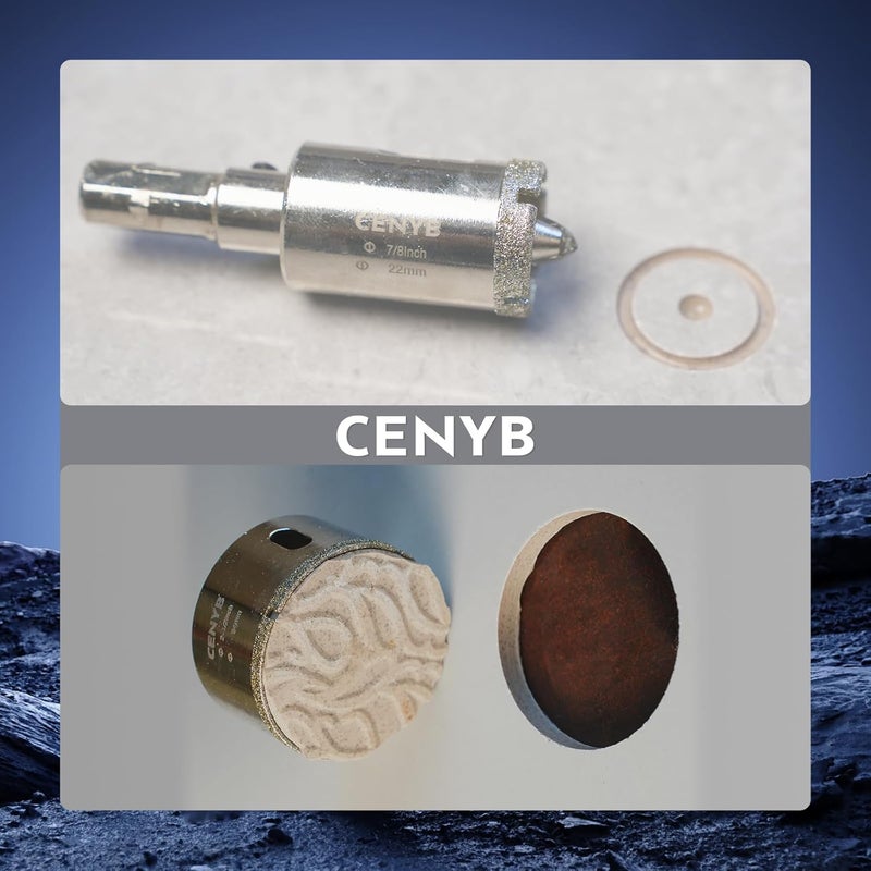 cenyb 4-1/8inch | 105mm Diamond Hole Saw with Center Drill bit and Diamond-Coated Center Drill bit for Ceramic Glass Marble Fiberglass Granite and Porcelain Tiles by - Image 4